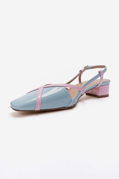 OLENA - Blue And Pink Genuine Leather Block Heel Sandal (Women)