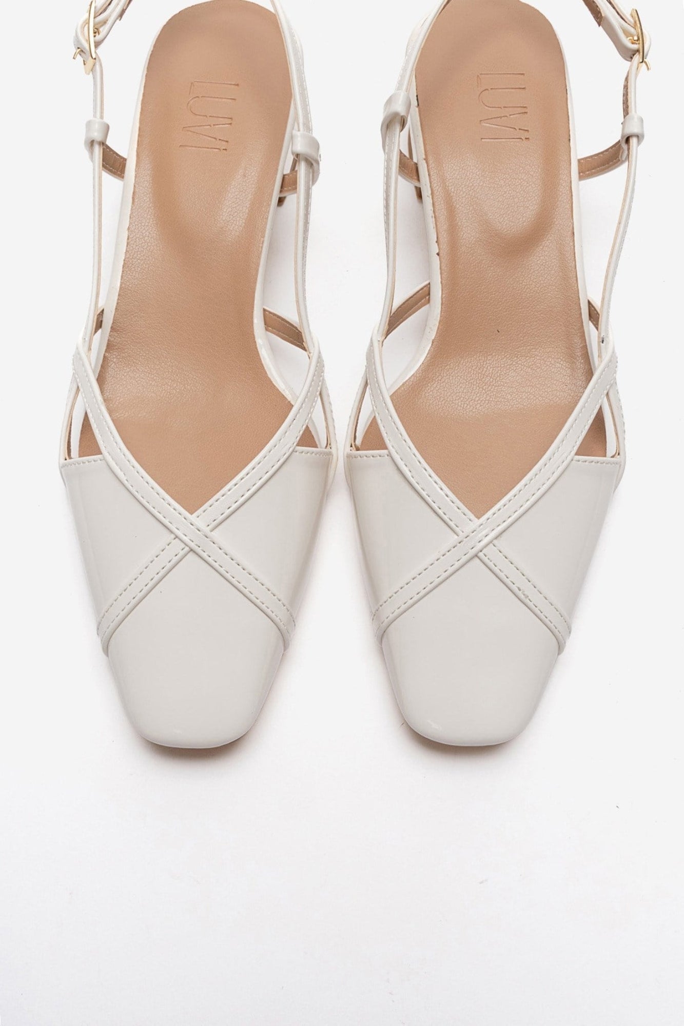 OLENA - White Genuine Leather Block Heel Sandal (Women)