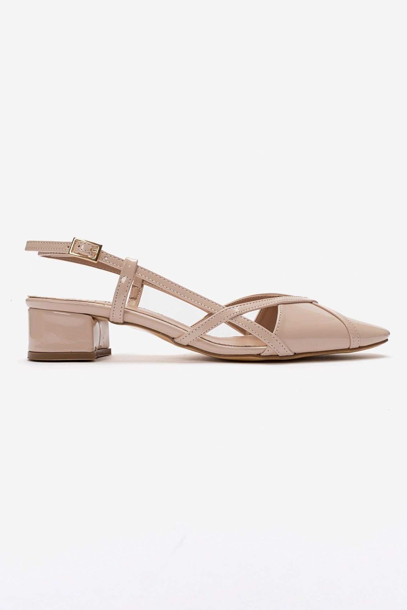 OLENA - Beige Genuine Leather Block Heel Sandal (Women)