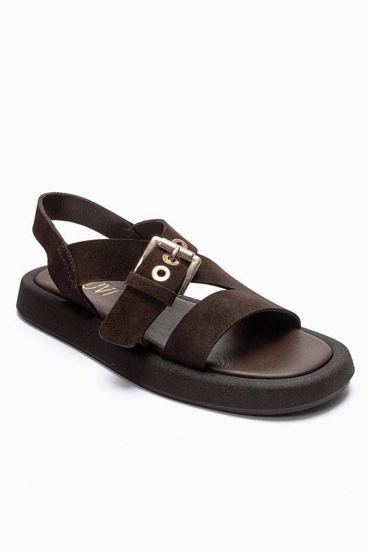 RIVEN - Brown Genuine Suede Leather Sandal (Women)