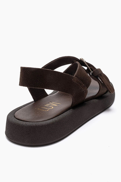 RIVEN - Brown Genuine Suede Leather Sandal (Women)