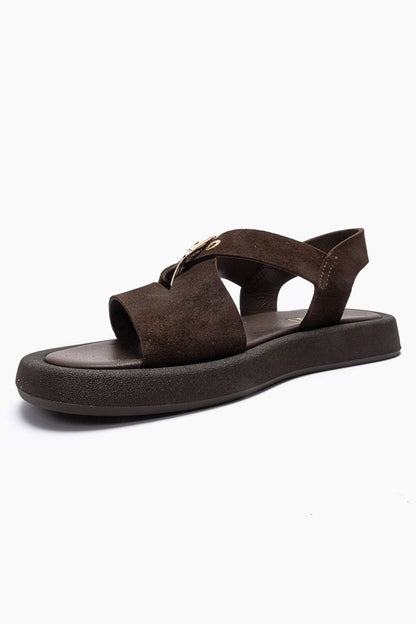 RIVEN - Brown Genuine Suede Leather Sandal (Women)