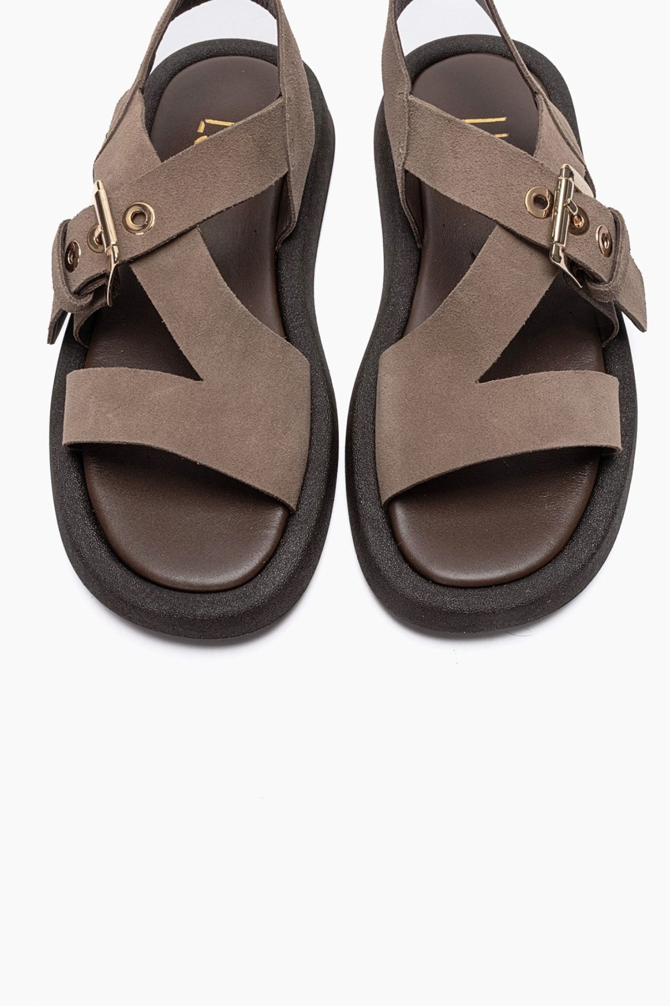 RIVEN - Taupe Genuine Suede Leather Sandal (Women)