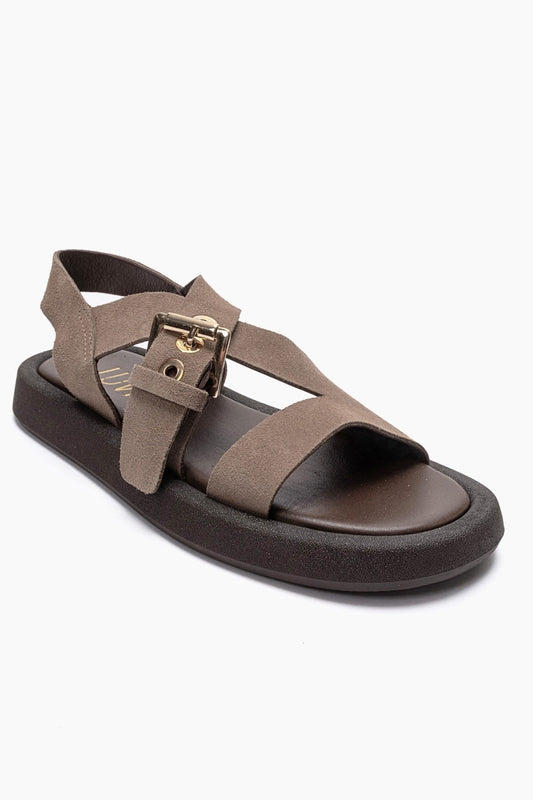 RIVEN - Taupe Genuine Suede Leather Sandal (Women)