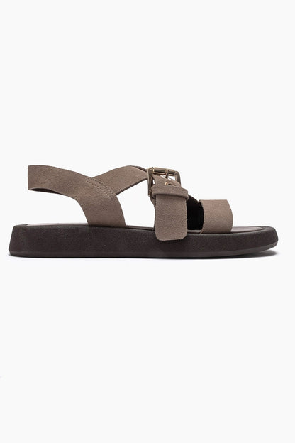 RIVEN - Taupe Genuine Suede Leather Sandal (Women)
