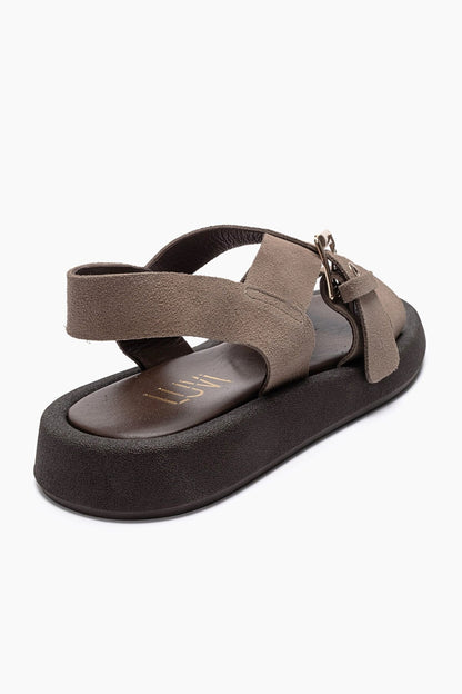 RIVEN - Taupe Genuine Suede Leather Sandal (Women)