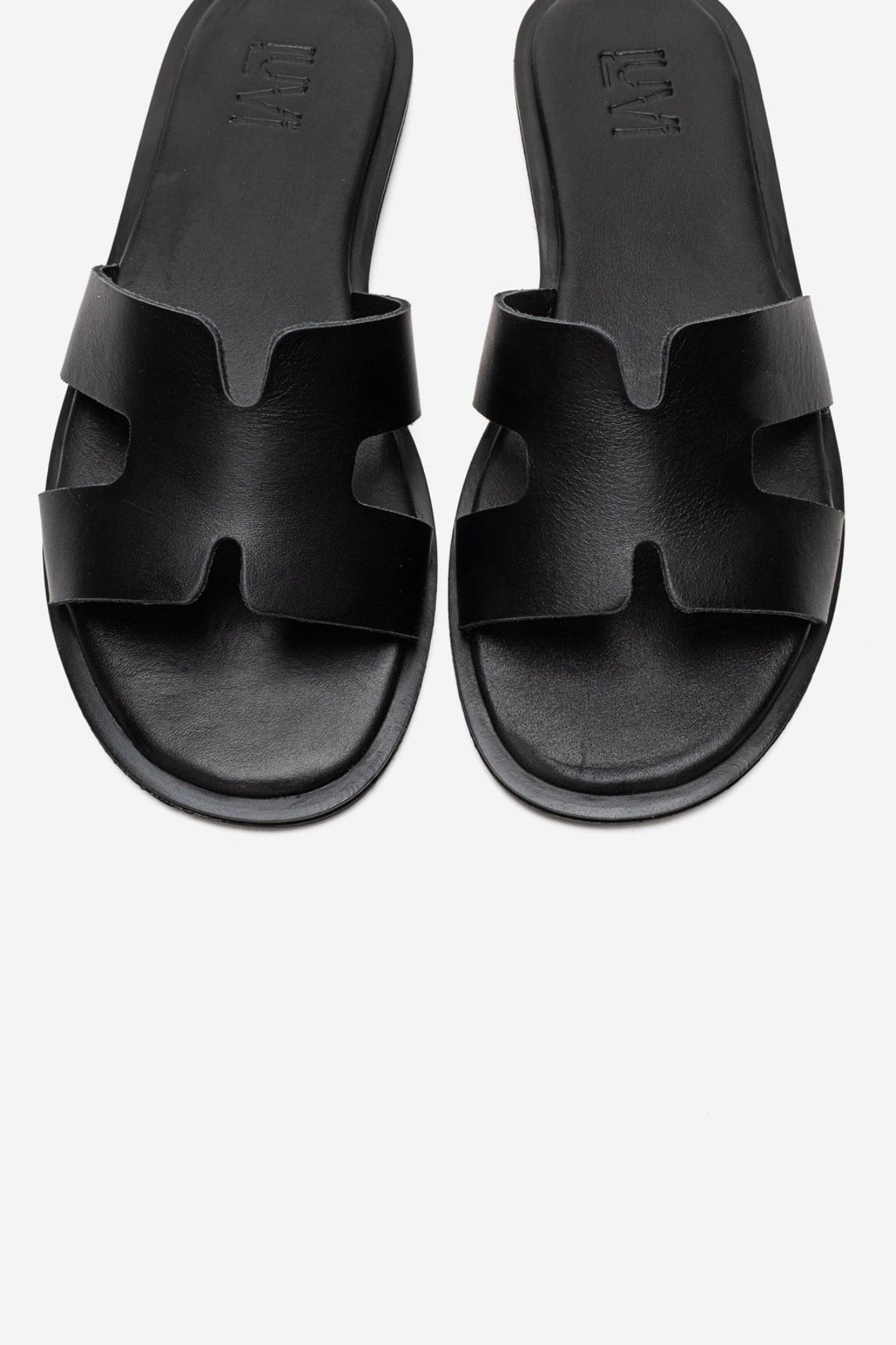 BIORA - Black Genuine Leather Slide (Women)