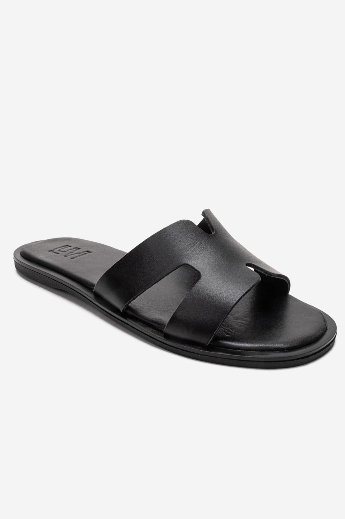 BIORA - Black Genuine Leather Slide (Women)