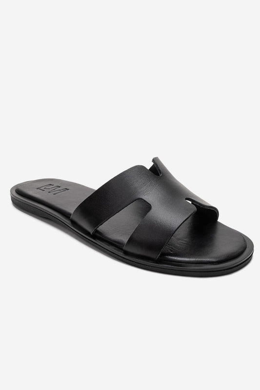 BIORA - Black Genuine Leather Slide (Women)