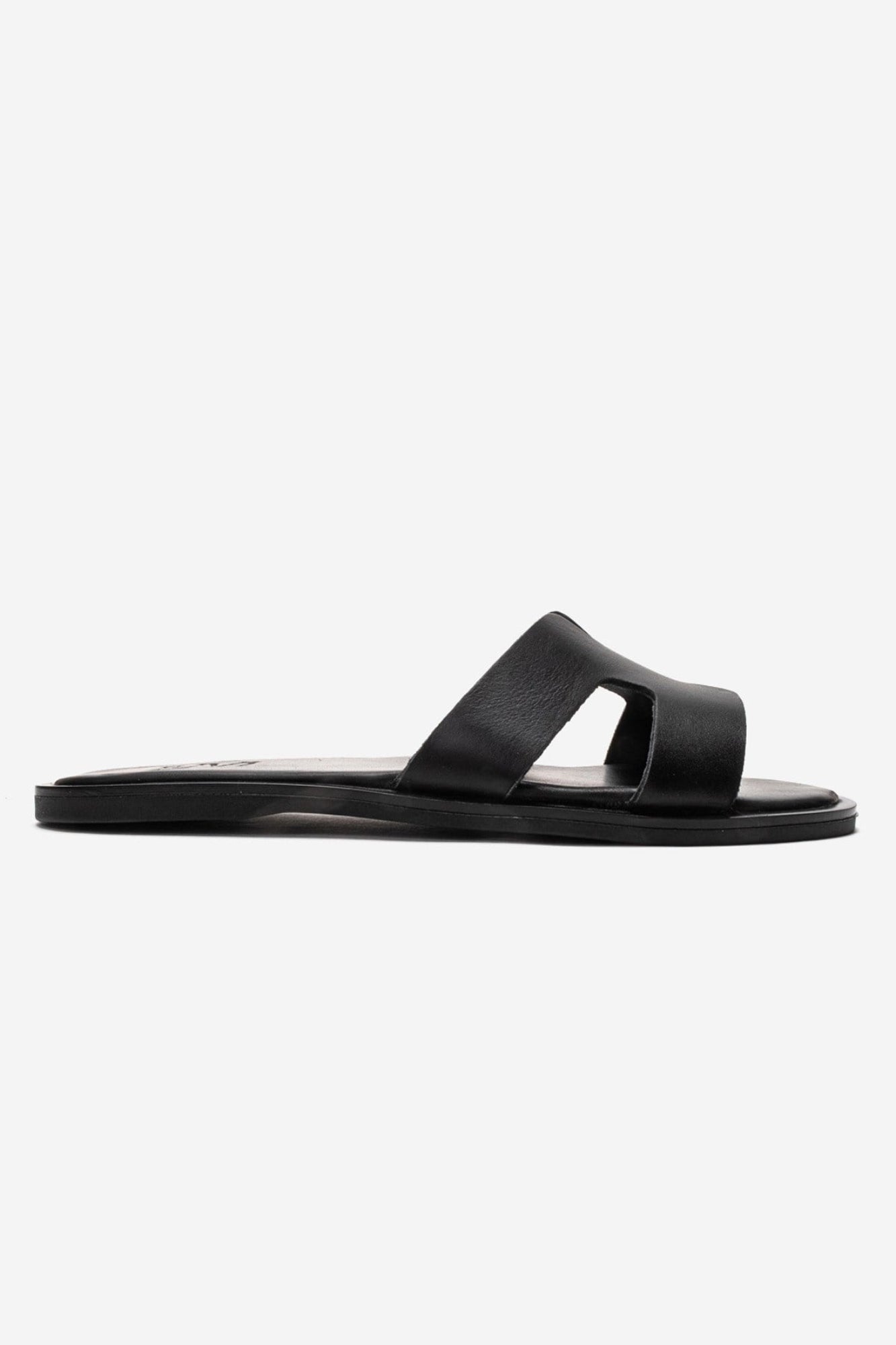 BIORA - Black Genuine Leather Slide (Women)