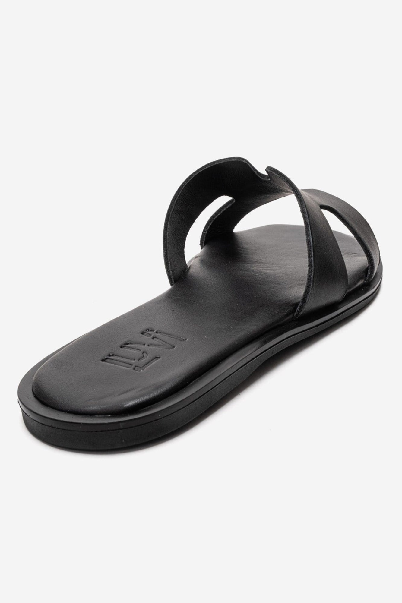 BIORA - Black Genuine Leather Slide (Women)