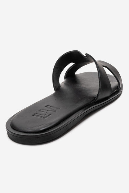 BIORA - Black Genuine Leather Slide (Women)