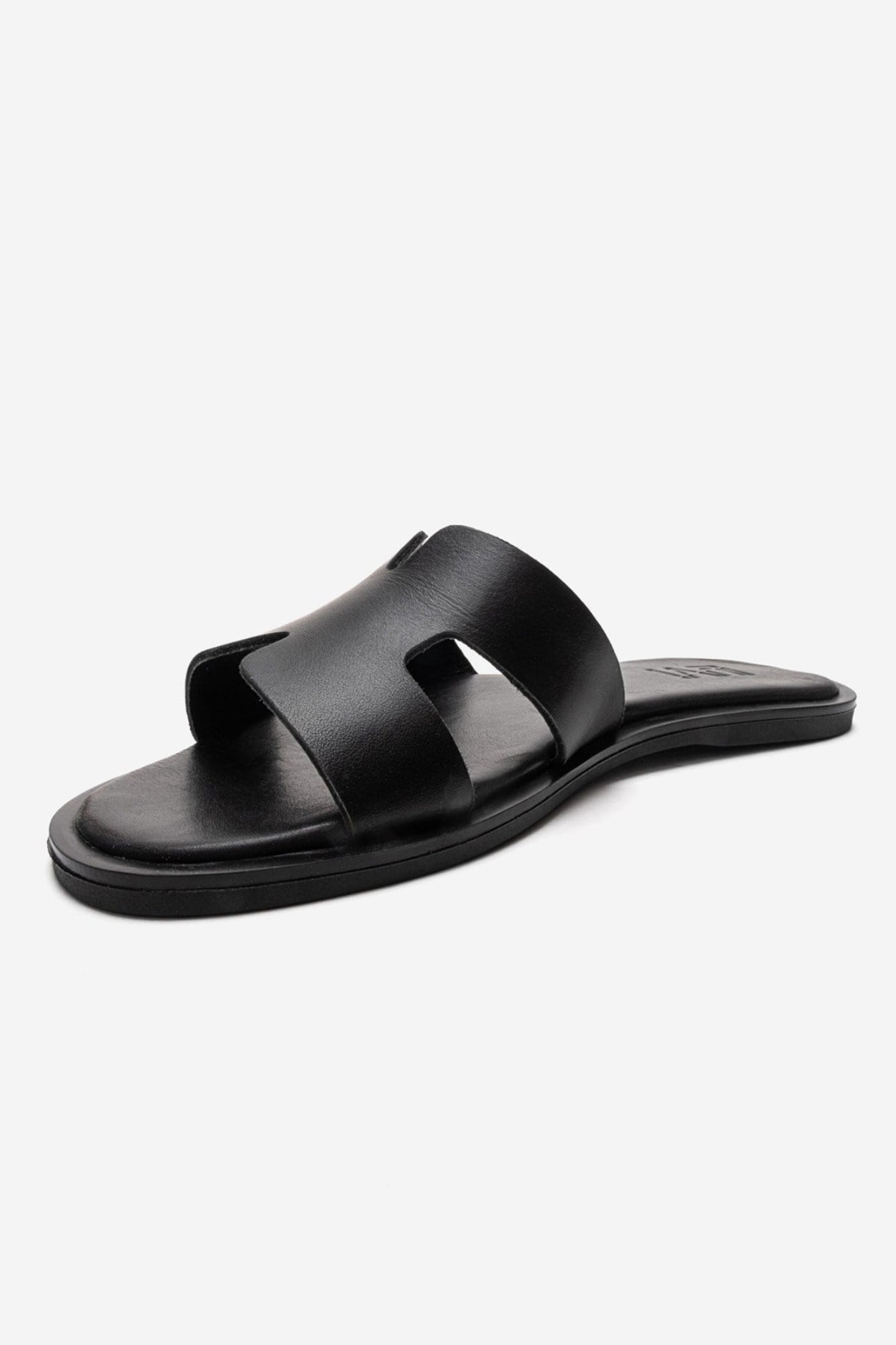BIORA - Black Genuine Leather Slide (Women)