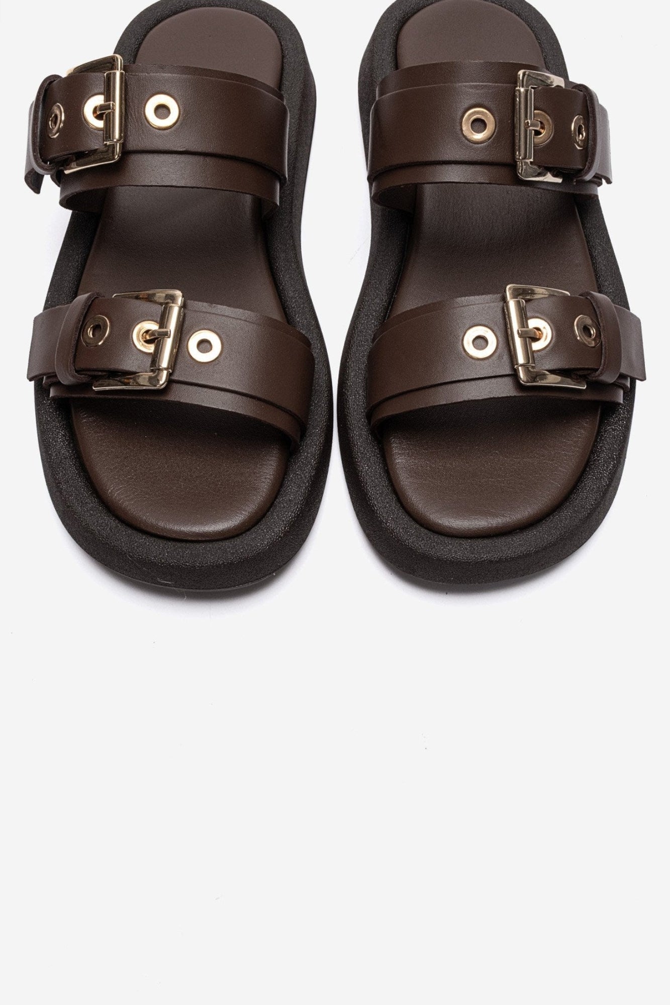 DOREL - Cognac Genuine Leather Buckle Slide (Women)
