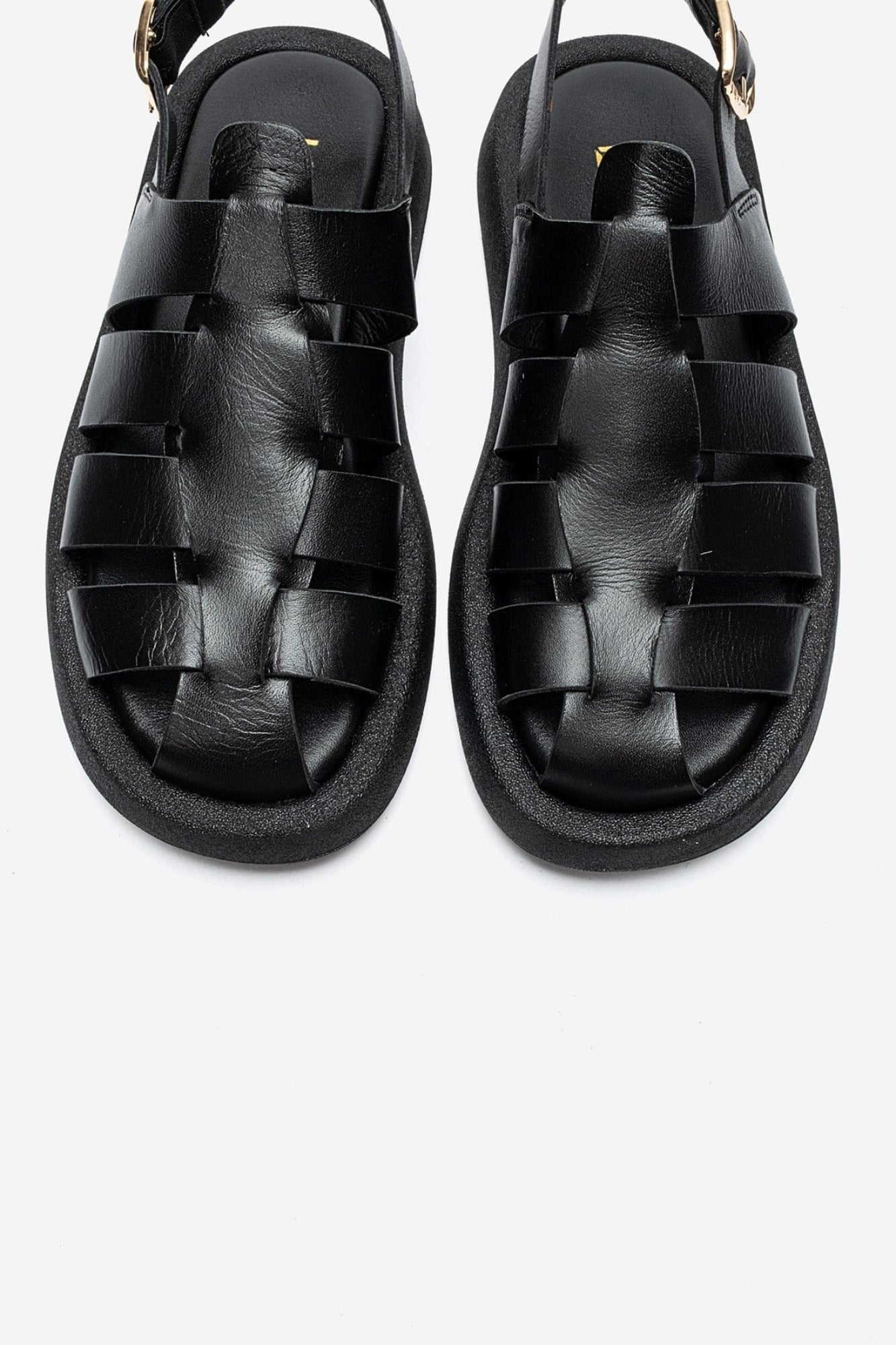 JOURA - Black Genuine Leather Closed-Toe Sandal (Women)