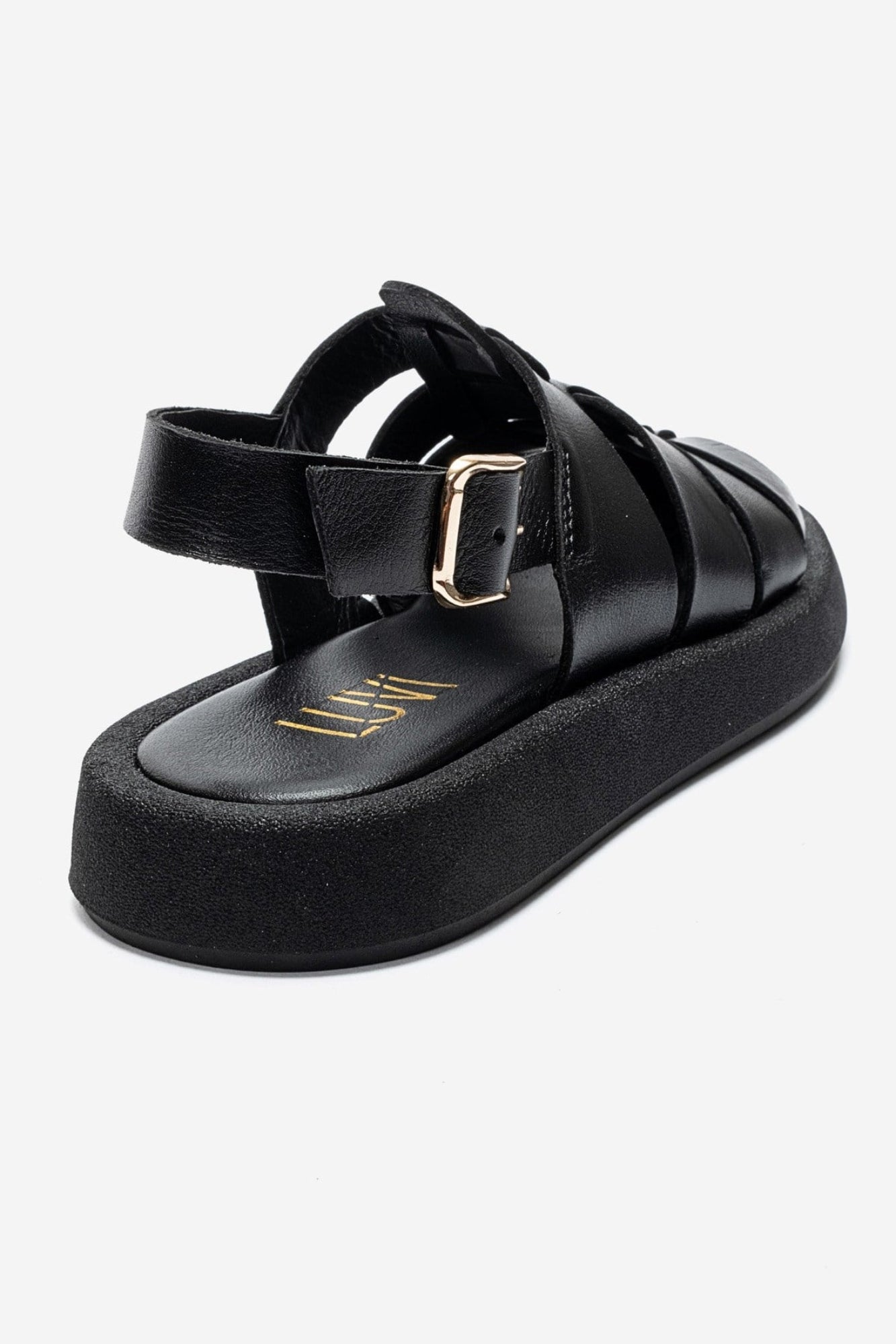 JOURA - Black Genuine Leather Closed-Toe Sandal (Women)