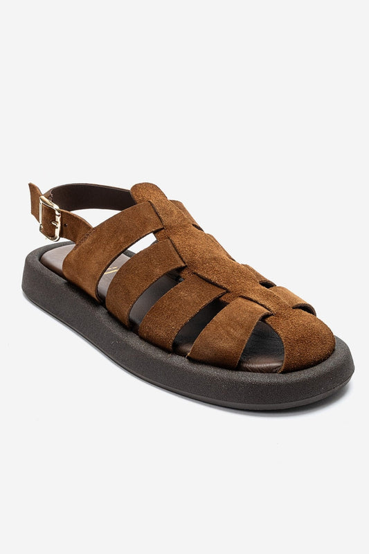 JOURA - Mocha Genuine Leather Closed-Toe Sandal (Women)