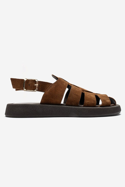 JOURA - Mocha Genuine Leather Closed-Toe Sandal (Women)