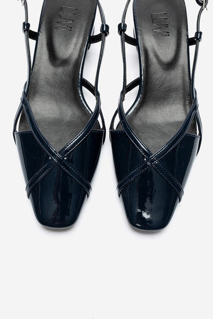 OLENA - Navy Block Heel Sandal (Women)