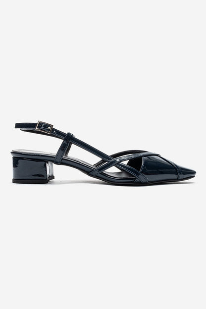 OLENA - Navy Block Heel Sandal (Women)