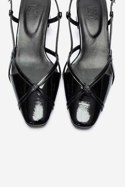 OLENA - Black Block Heel Sandal (Women)