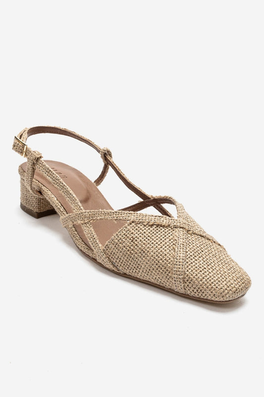 OLENA - Beige Block Heel Sandal (Women)