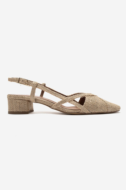 OLENA - Beige Block Heel Sandal (Women)