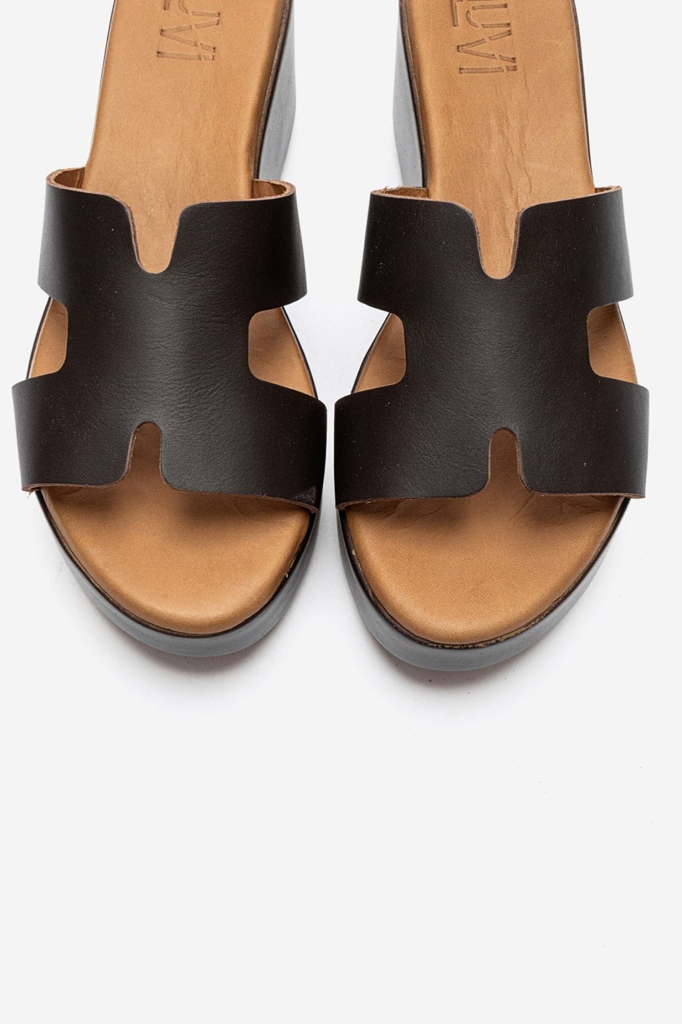LIA - Brown Genuine Leather Platform Slide (Women)