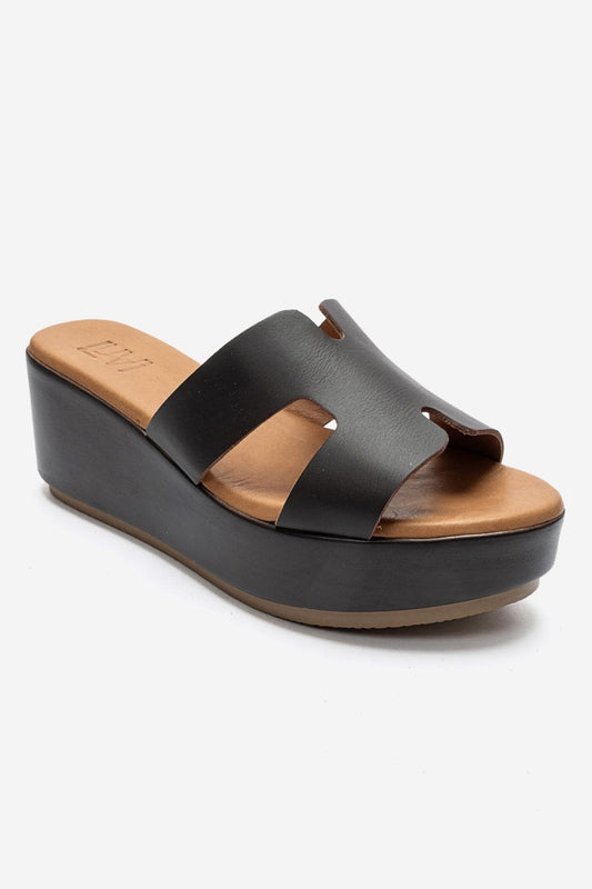 LIA - Brown Genuine Leather Platform Slide (Women)