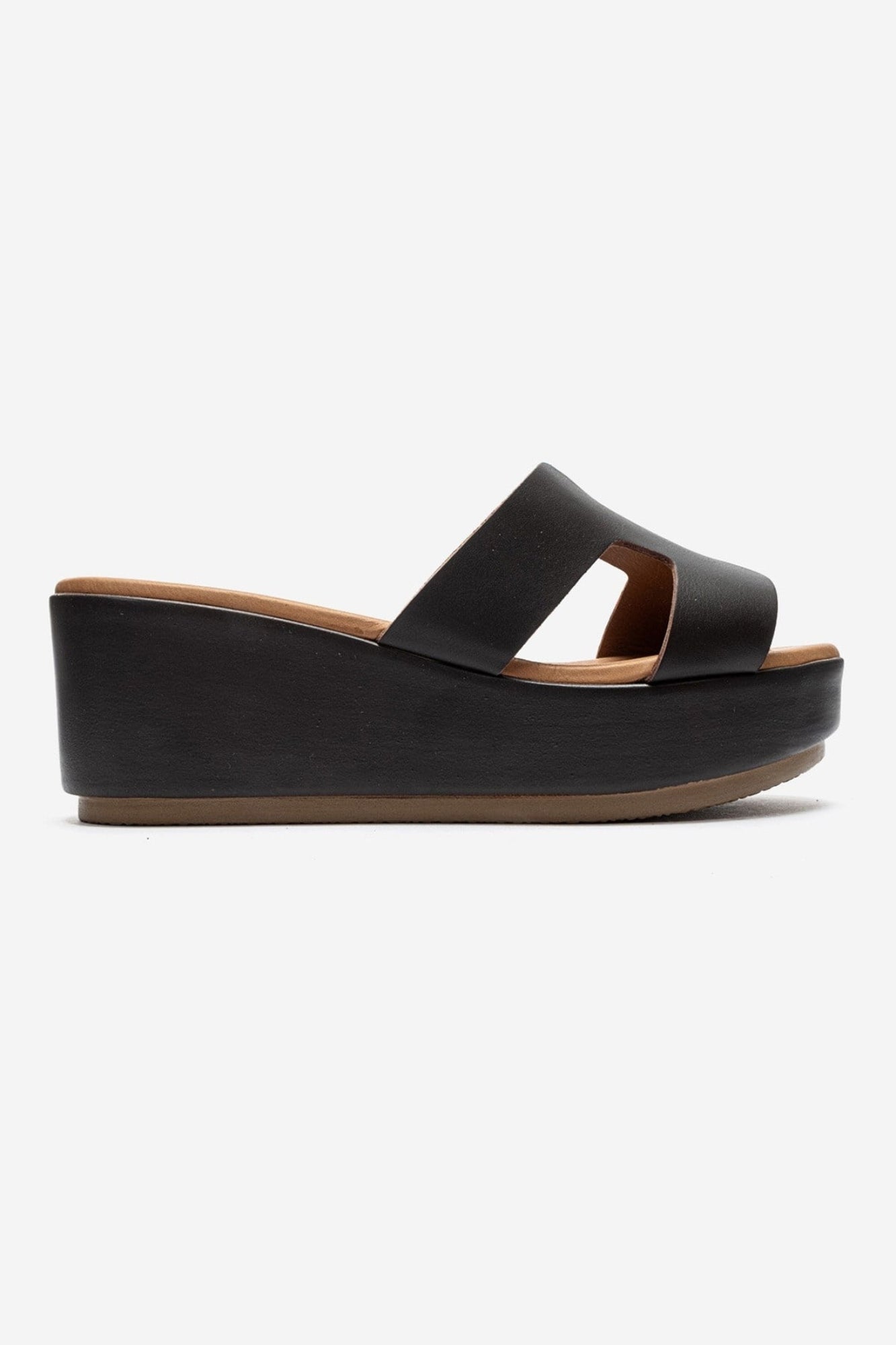 LIA - Brown Genuine Leather Platform Slide (Women)