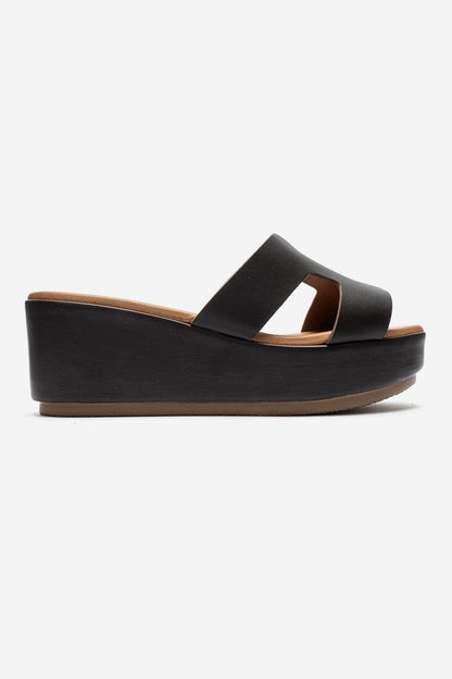 LIA - Brown Genuine Leather Platform Slide (Women)