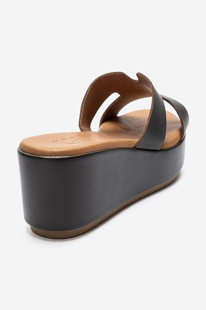 LIA - Brown Genuine Leather Platform Slide (Women)