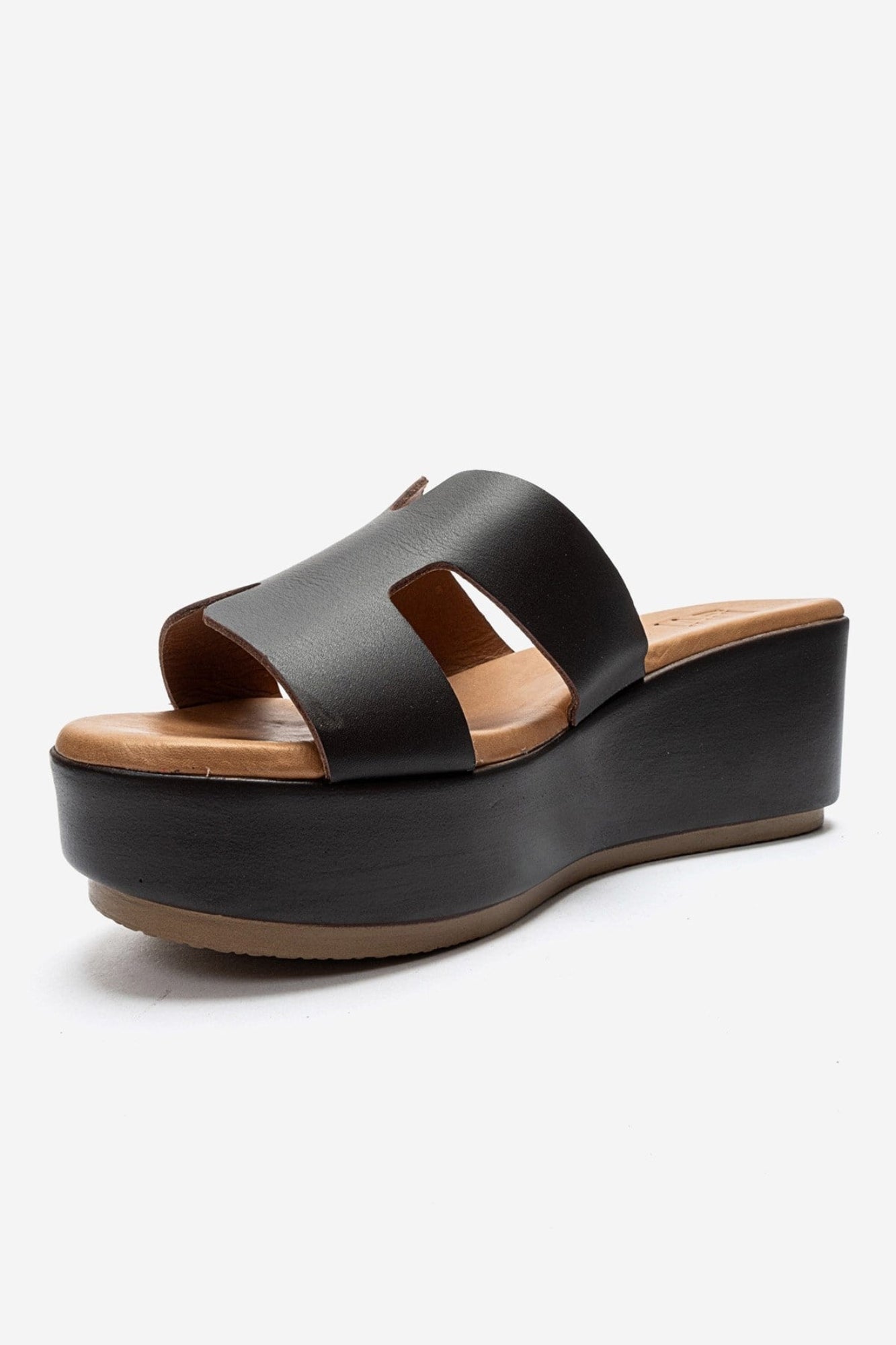 LIA - Brown Genuine Leather Platform Slide (Women)