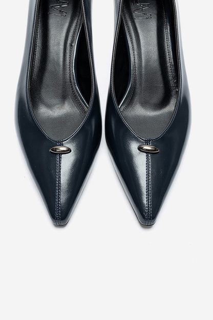 VERSAY - Navy Pointed Toe Kitten Heel Shoe (Women)