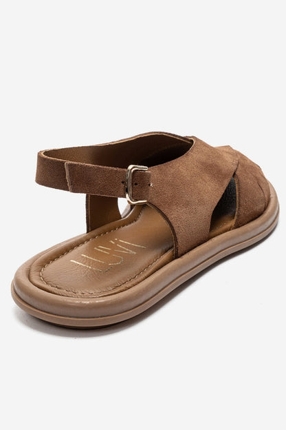 BELAS - Cognac Genuine Suede Leather Sandal (Women)