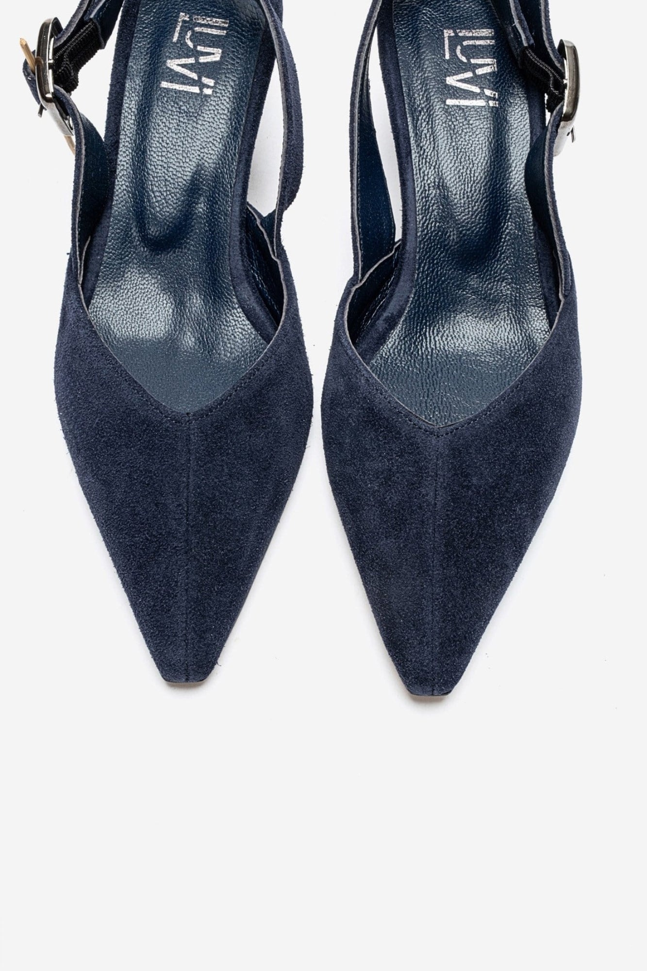DIORIS - Navy Suede Genuine Leather Kitten Heel Slingback Pump (Women)
