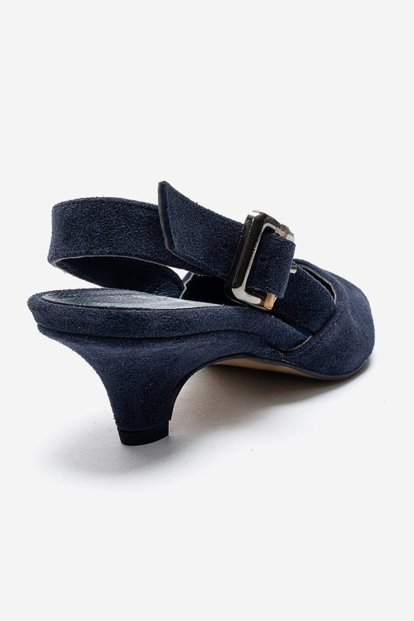 DIORIS - Navy Suede Genuine Leather Kitten Heel Slingback Pump (Women)