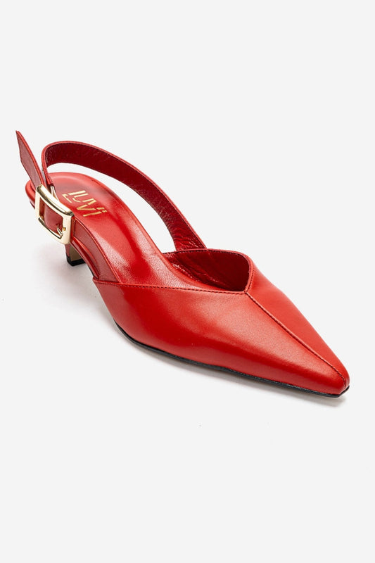 DIORIS - Red Genuine Leather Kitten Heel Pump (Women)