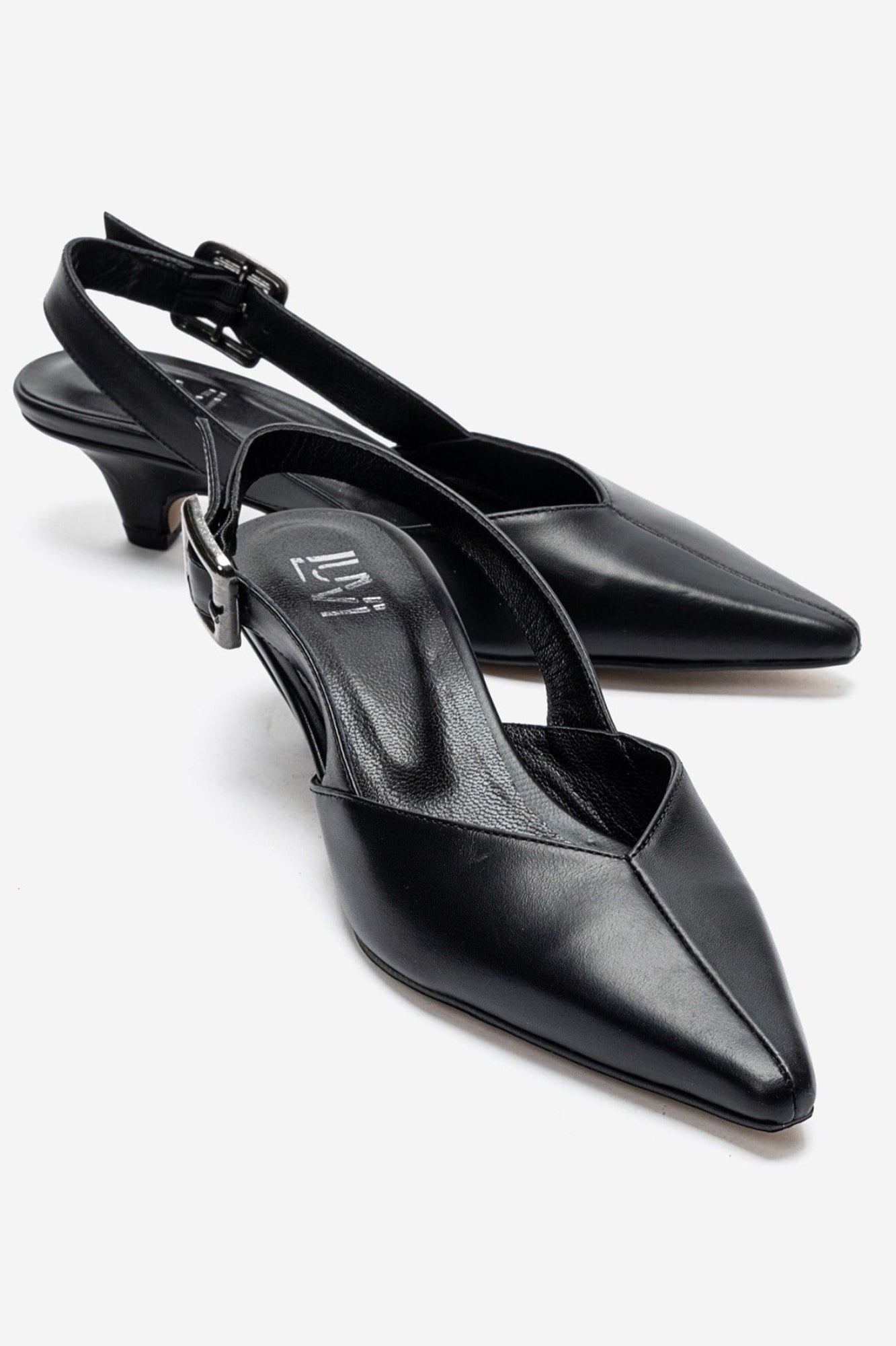 DIORIS - Black Genuine Leather Kitten Heel Pump (Women)