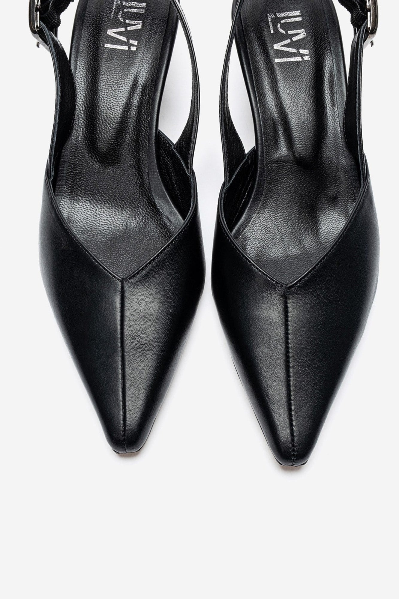 DIORIS - Black Genuine Leather Kitten Heel Pump (Women)