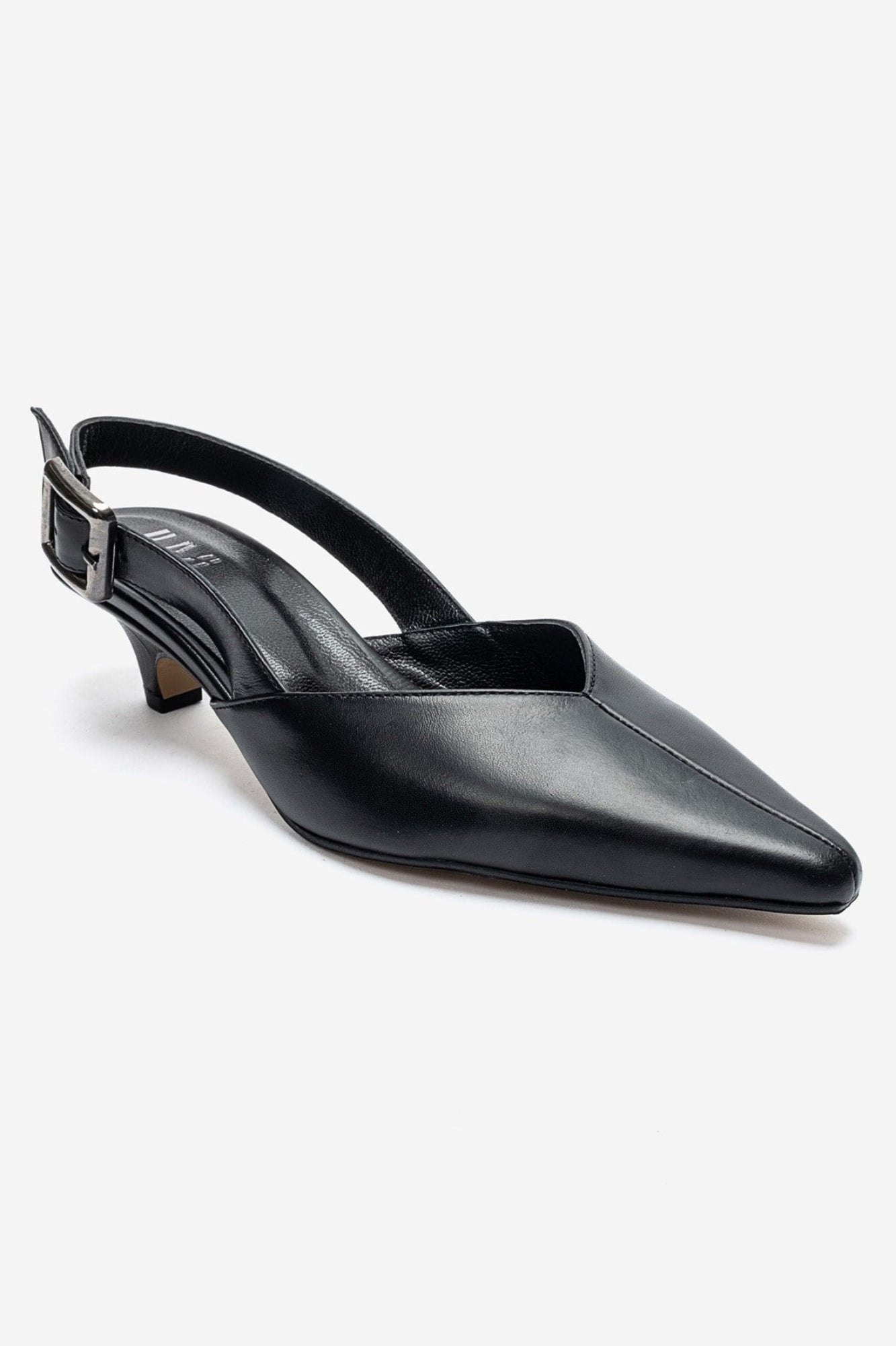 DIORIS - Black Genuine Leather Kitten Heel Pump (Women)