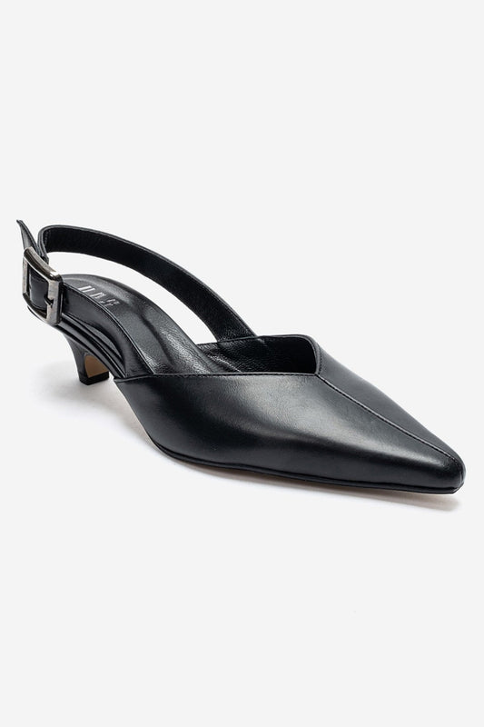 DIORIS - Black Genuine Leather Kitten Heel Pump (Women)