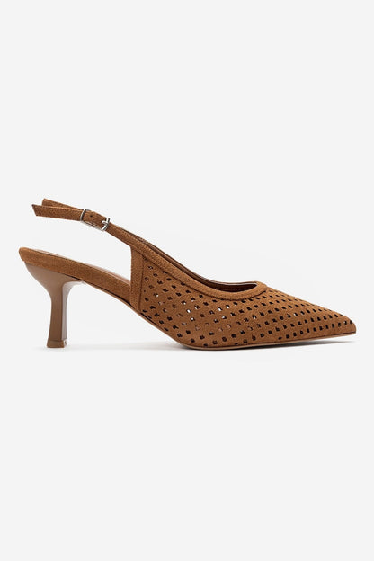 UVIEN - Cognac Suede Slingback Stiletto Pump (Women)