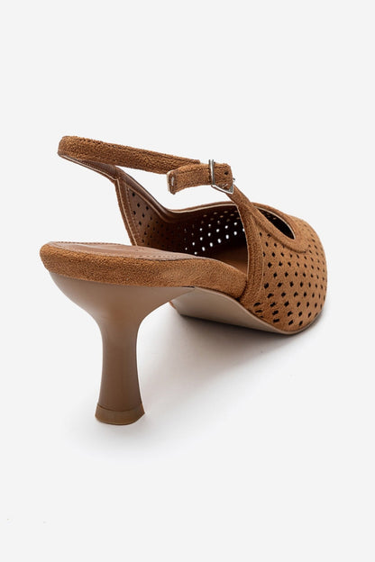 UVIEN - Cognac Suede Slingback Stiletto Pump (Women)