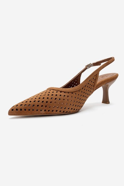 UVIEN - Cognac Suede Slingback Stiletto Pump (Women)