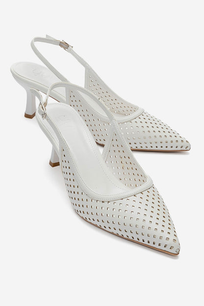 Uvien - White Thin-Heel Slingback Pump (Women)