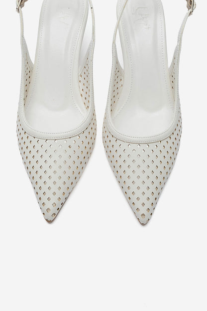 Uvien - White Thin-Heel Slingback Pump (Women)