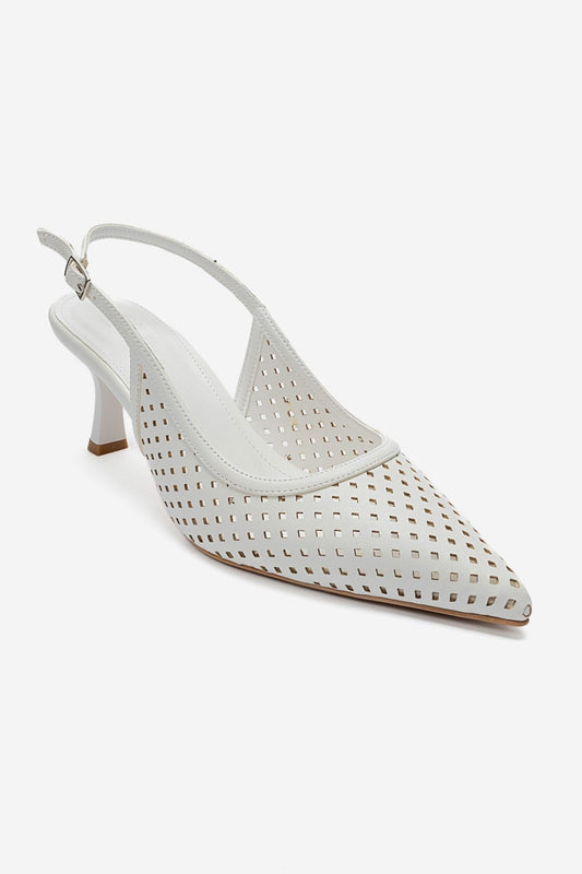 Uvien - White Thin-Heel Slingback Pump (Women)