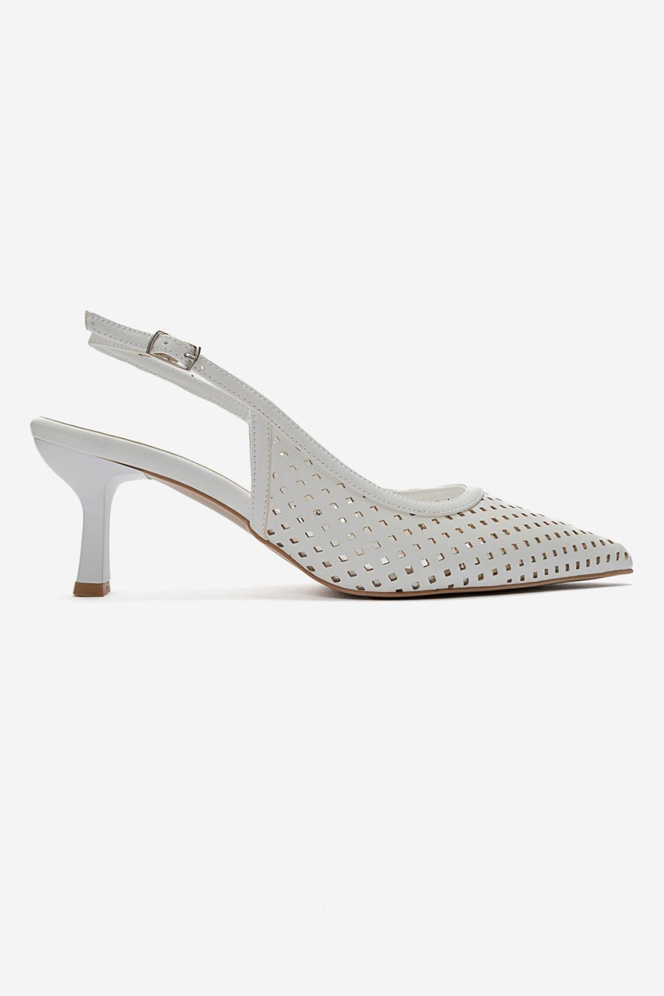 Uvien - White Thin-Heel Slingback Pump (Women)