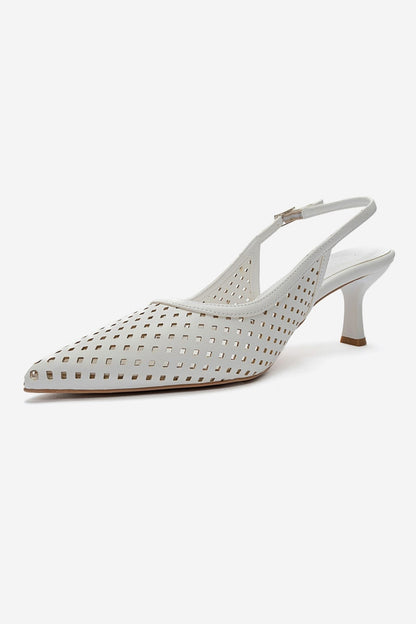 Uvien - White Thin-Heel Slingback Pump (Women)